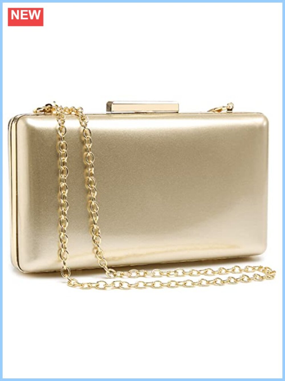 Patent Vegan Leather Evening Clutch Purse Pleated Chain Crossbody Bag